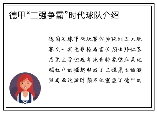 德甲“三强争霸”时代球队介绍